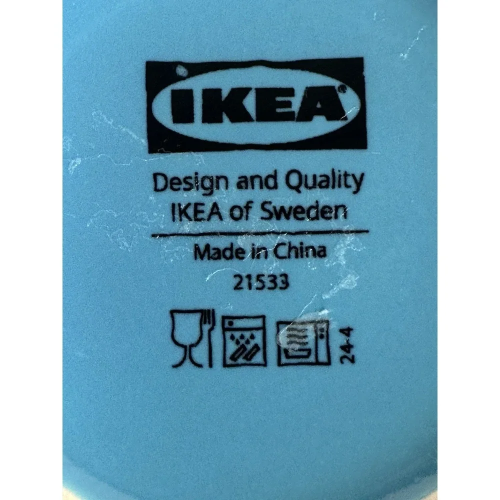 IKEA DINERA Turquoise Blue Coffee Mug Scandinavian Modern Tapered Ceramic Cup